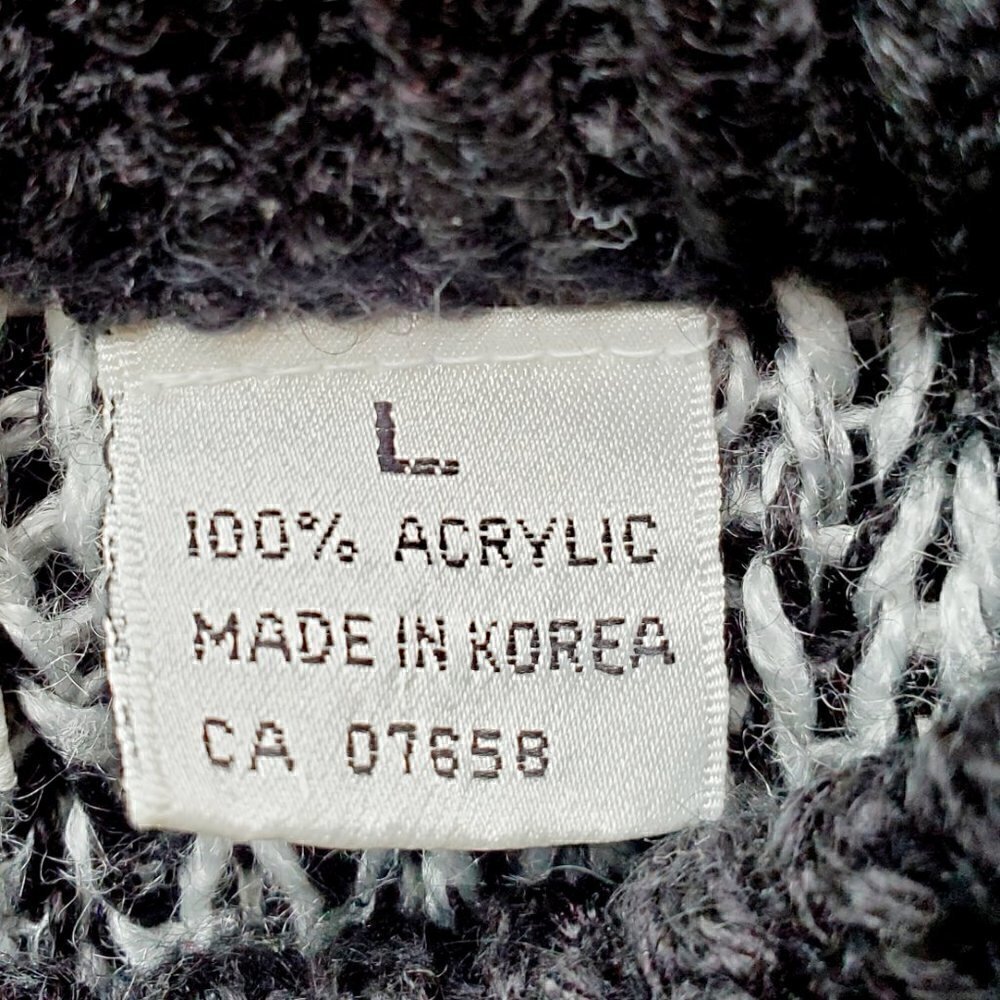 𝅺VINTAGE forum black white hand-knitted chunky Crew Neck Women's Sweater Size L - Picture 3 of 8